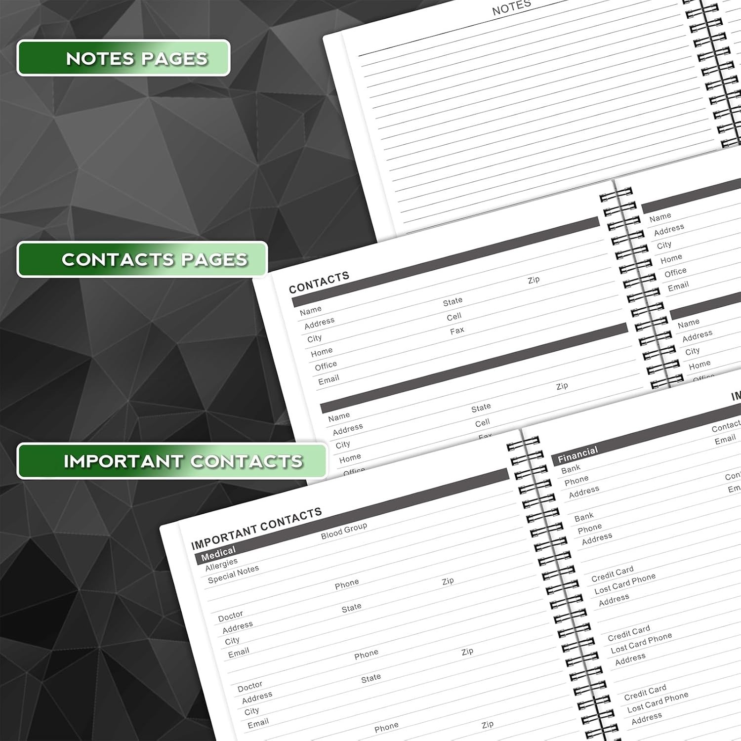 Monthly Planner Calendar – January 2027 – December 9″ x 11″ Black 2027-2028