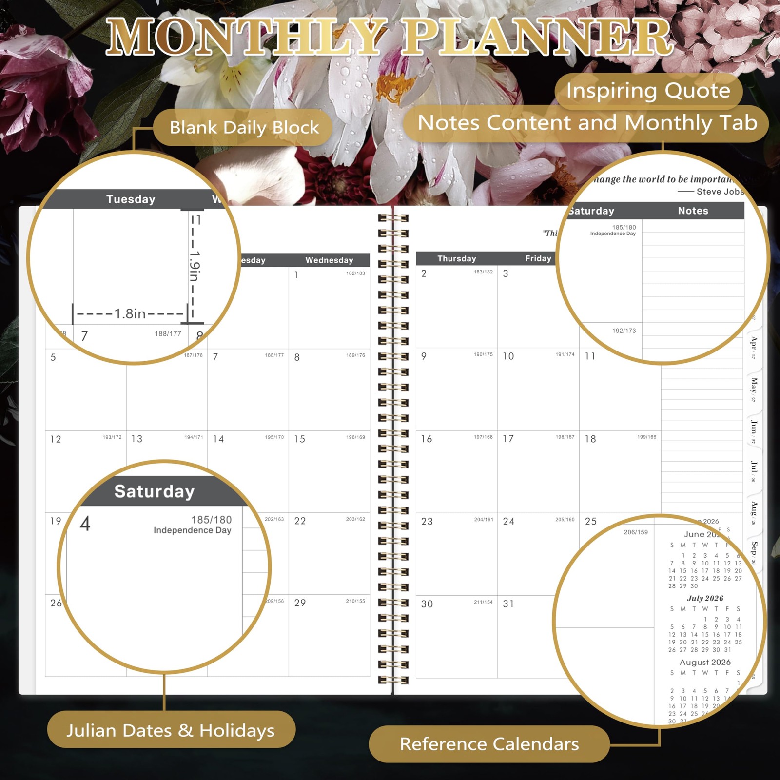 2026-2028 Monthly Planner – 9” x 11”, Large x Black