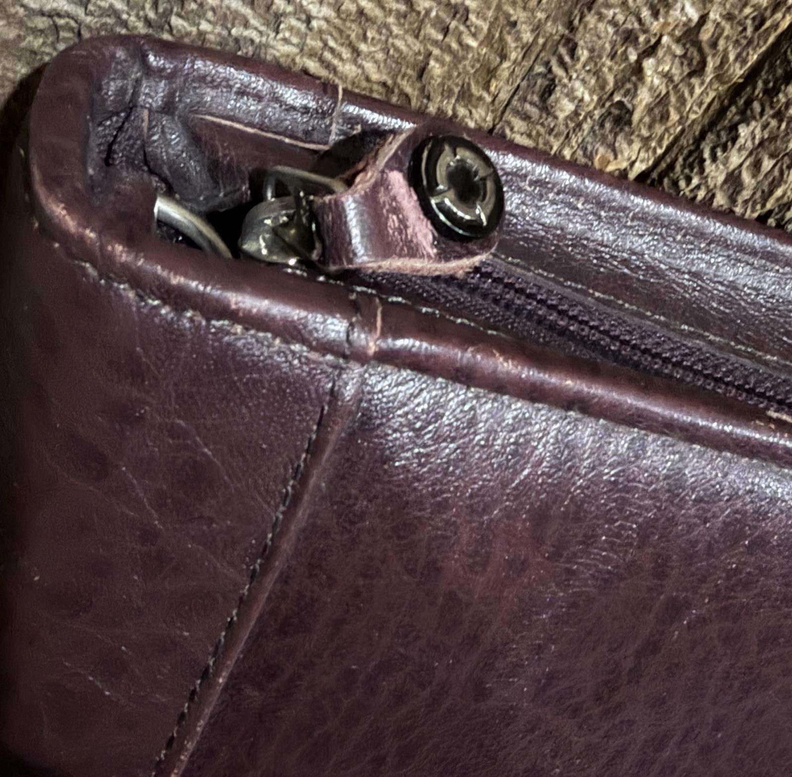Franklin Covey Burgundy Leather Planner Organizer Binder 7 Ring Zip Around