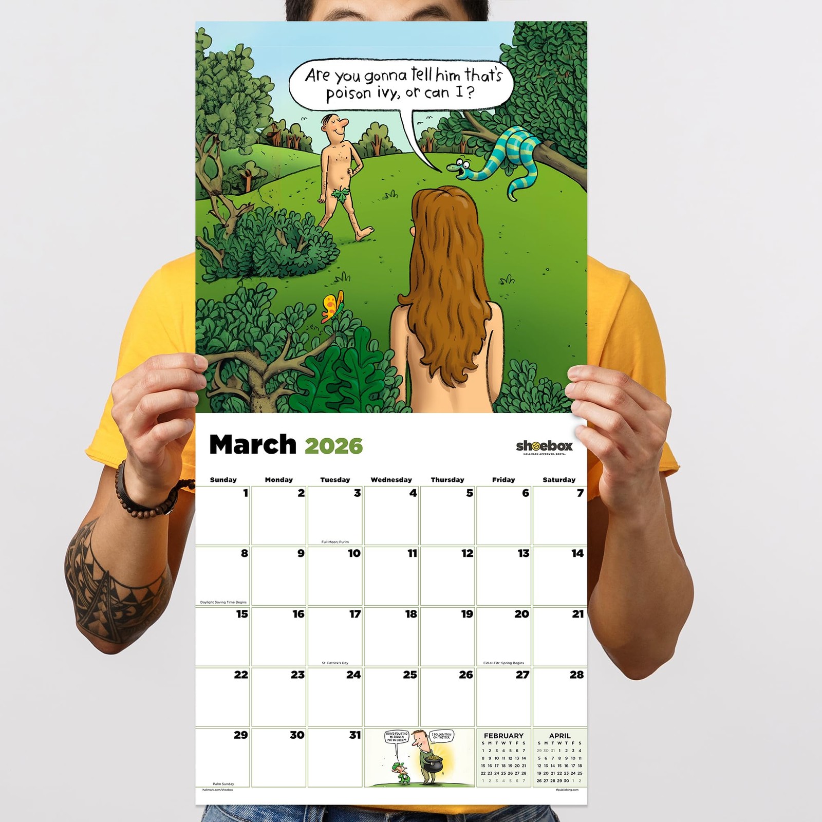 TF Publishing 2026 Shoebox Wall Calendar – Large Grids for Wall, Multi