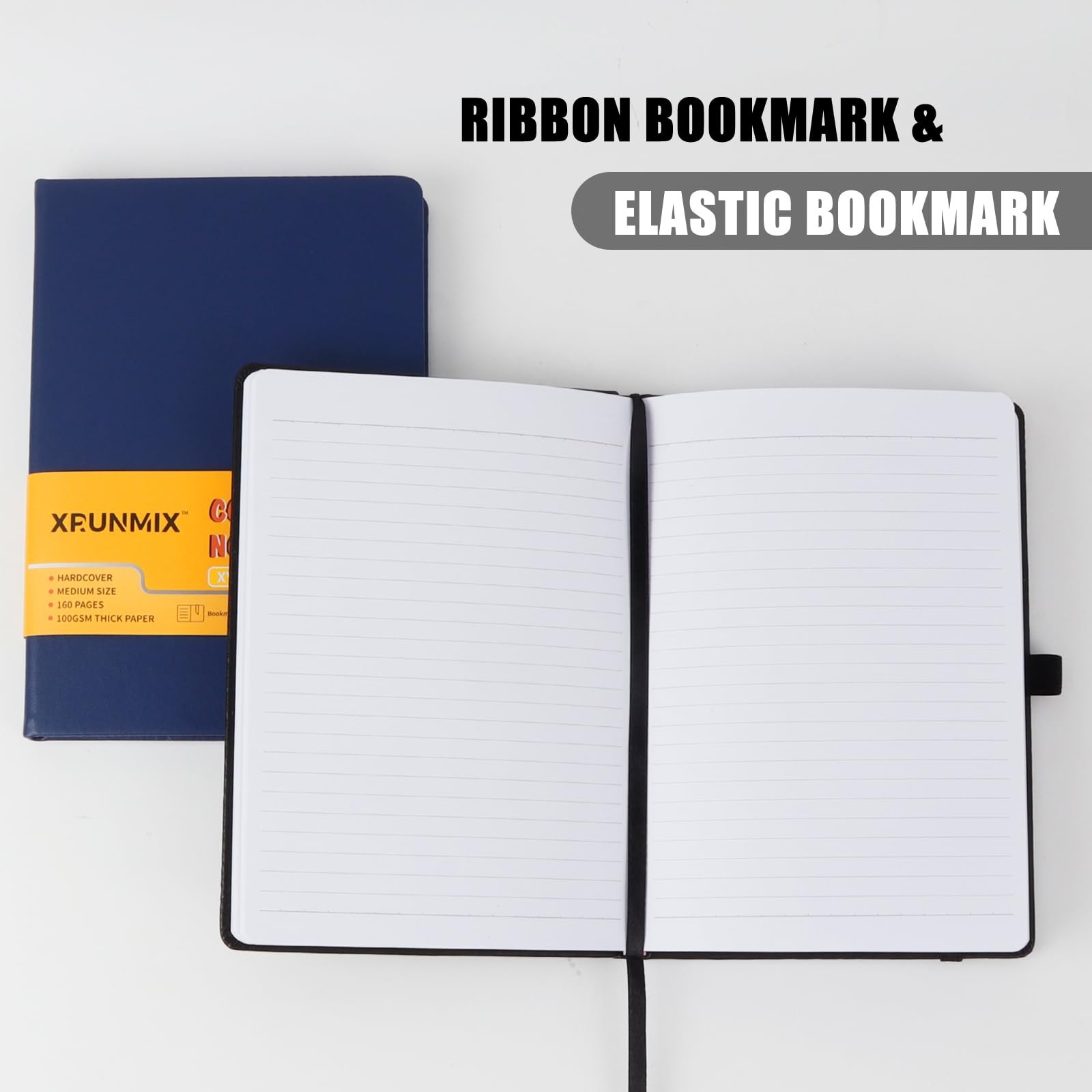 XRUNMIX Lined Journal Notebook 5.7x8in 160 Pages 100 GSM Black 1 Pack
