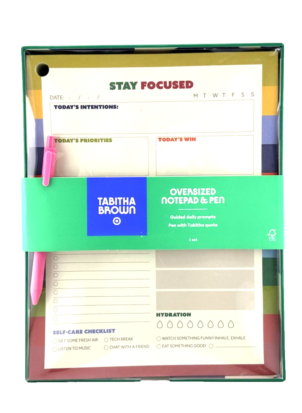 Tabitha Brown for Target Oversized Notepad & Pen, 8.5”x11” Lined Paper Journal