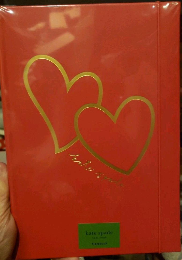 Kate Spade New York HEARTS TAKE NOTE XL NOTEBOOK 168 Lined Pages/Ribbon/Pocket