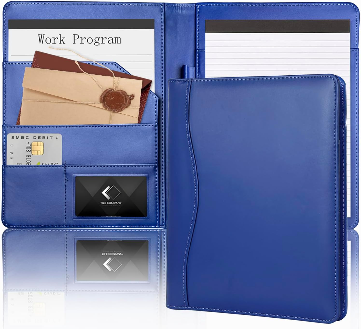 Leather Portfolio Binder 5 X 8, Mini Soft Leather Padfolio A5 Business Binder Le