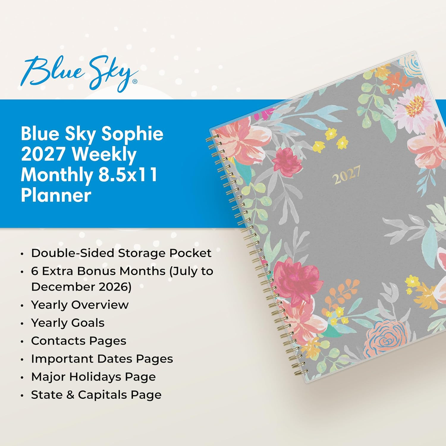 2027 Weekly and Monthly Planner Calendar, January 2027 – December