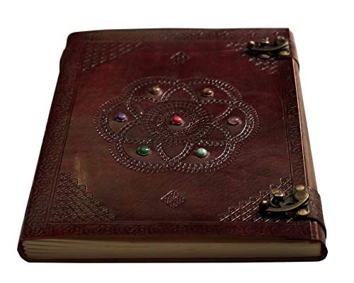 Handmade Large Leather Journal–Seven Stone Vintage Book of Shadows10x13 Notebook
