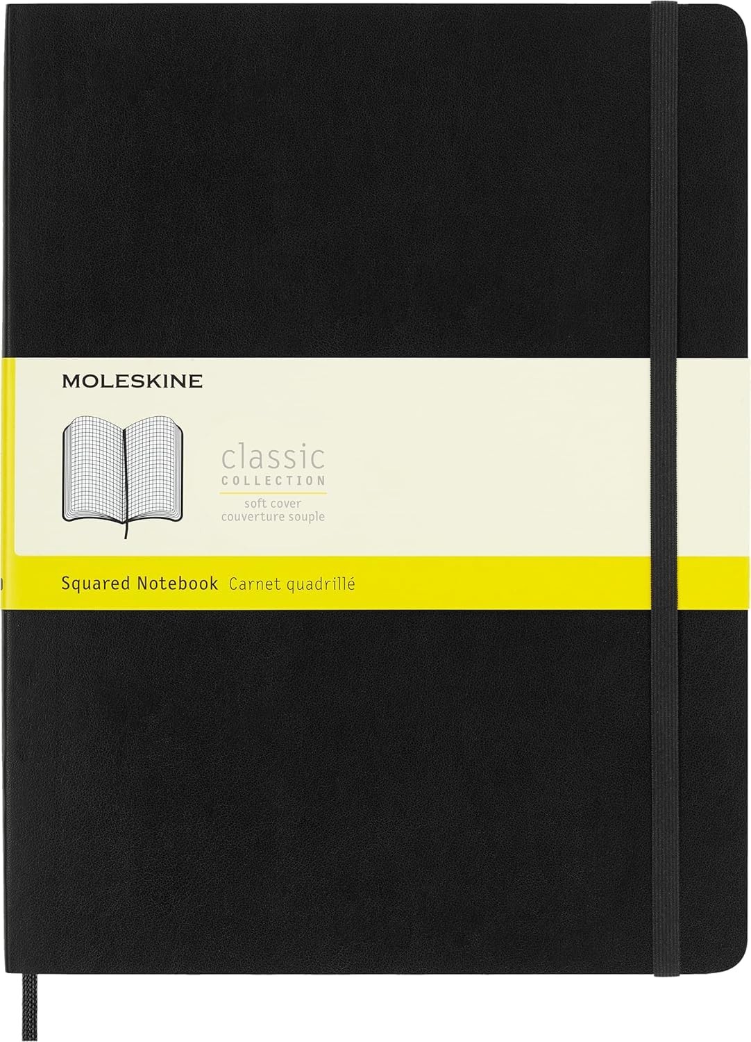 Moleskine Classic Notebook, Soft Cover, XL 7.5″ x 9.5″ Squared/Grid, Black, 1…