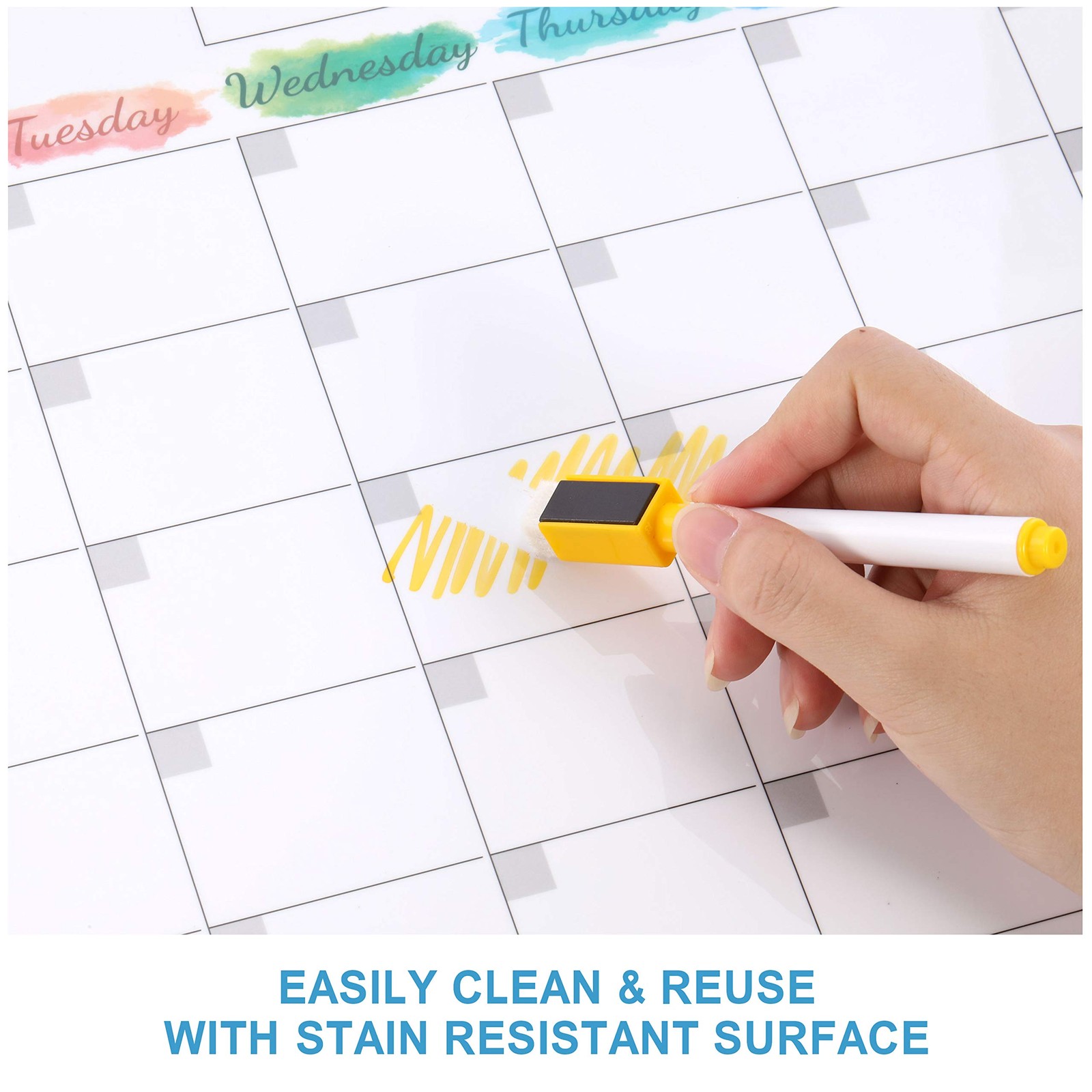 Dry Erase Magnetic Calendar for Refrigerator – 15″x 11.5″ 15″ x 11.5″, White