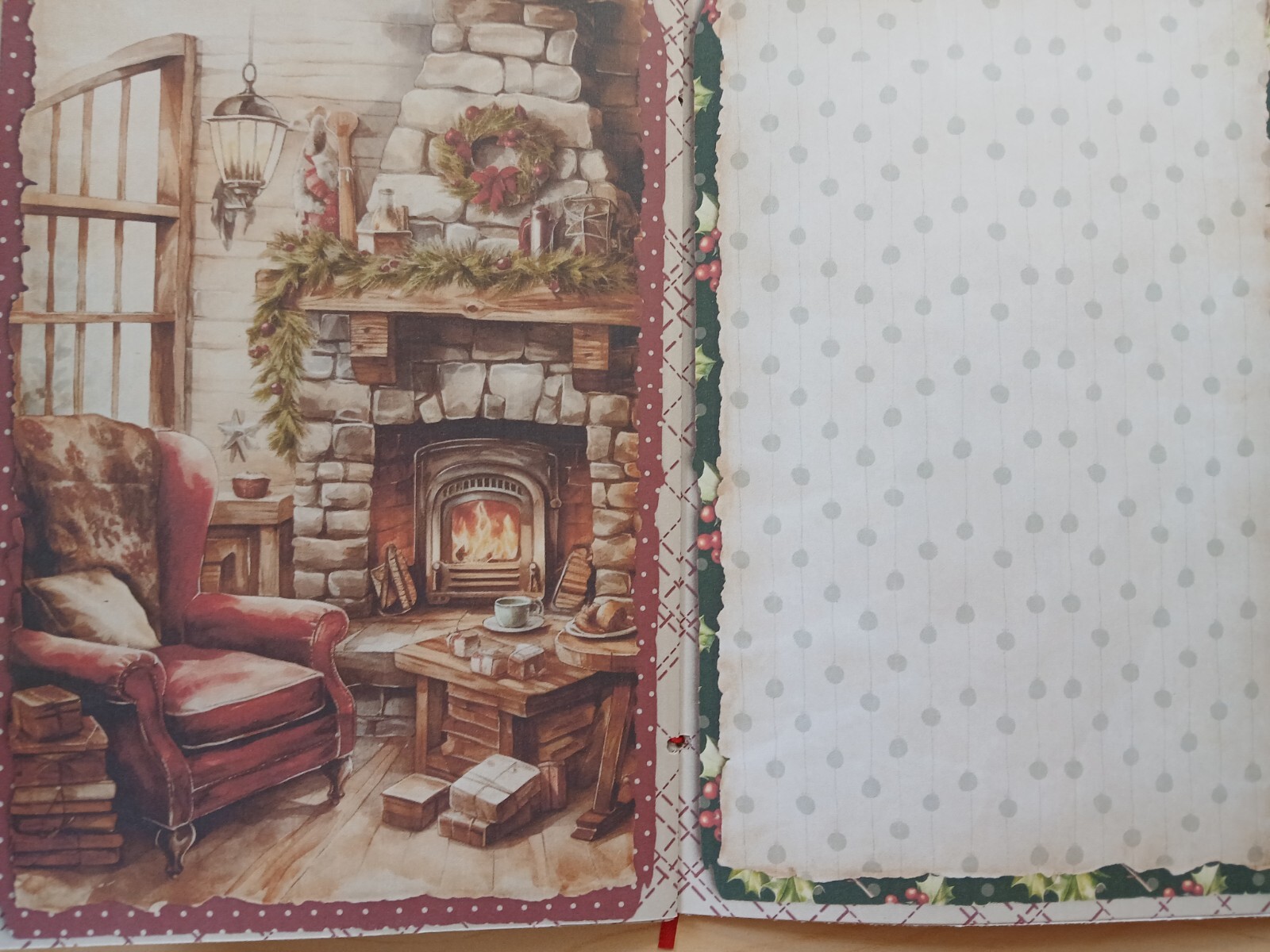 Junk Journal Blank Booklet “HOLLY JOLLY CHRISTMAS ” Lg 8.5″x5.5″ 40pgs