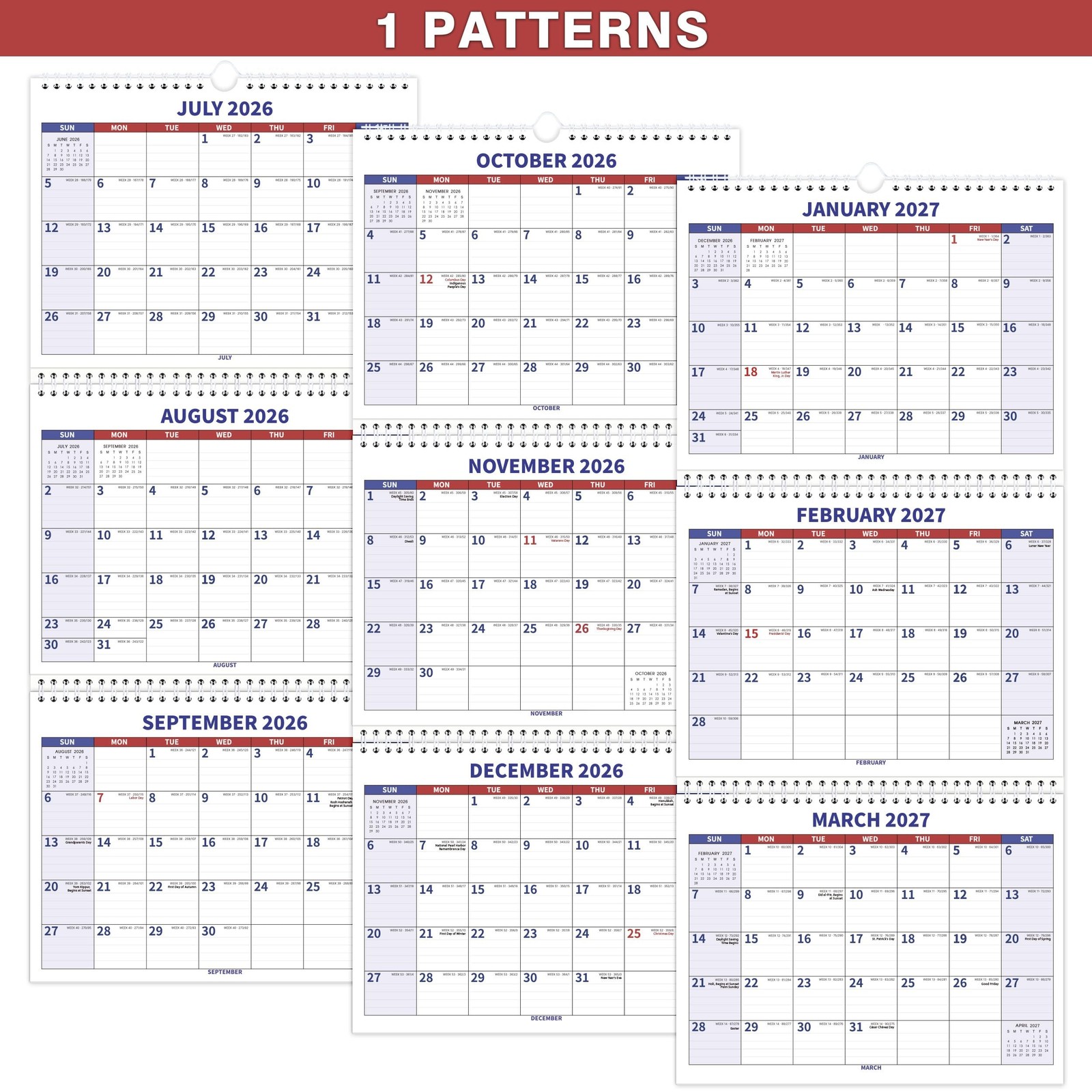 2026-2028 Wall Calendar – July 2026 – June 2028, 3 Month Wall Calendar 202