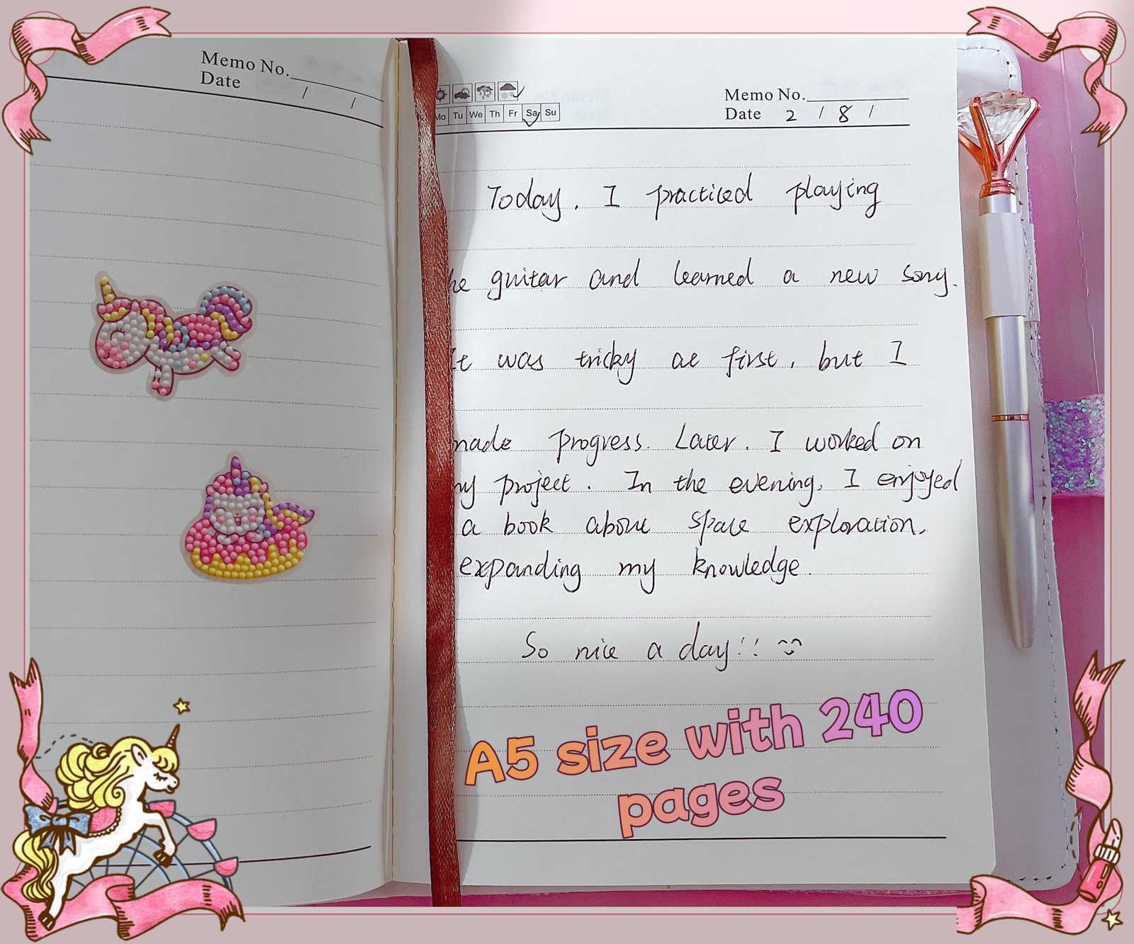 Diary with Lock for Girls A5 Size 8×6 Inches – Ideal Birthday Gift Set