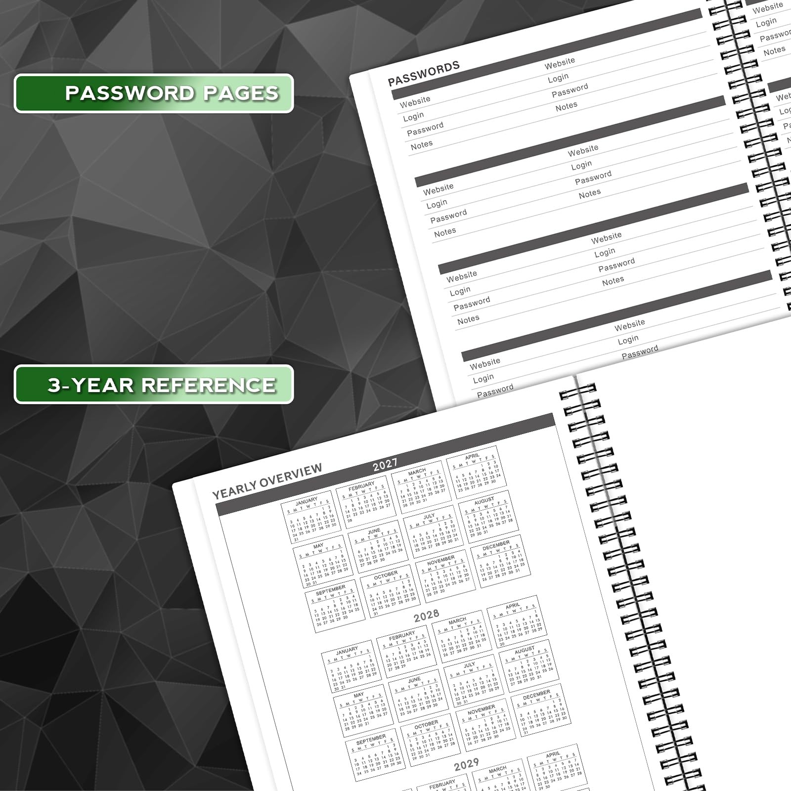 2027-2028 Monthly Planner/Calendar – January 2027 – December 9″ x 11″, Black
