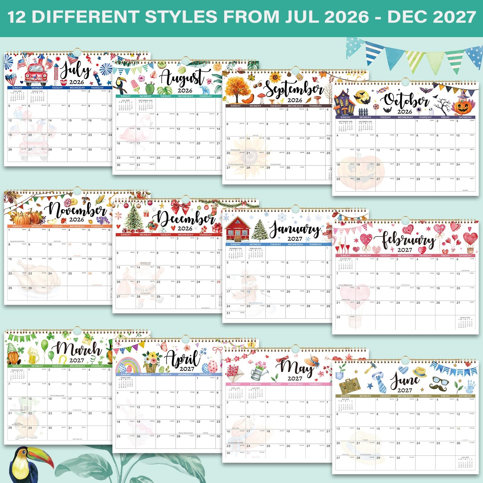 Calendar 2026-2027 – Wall 2026-2027, July 2026 – 14.8” X 11.6”