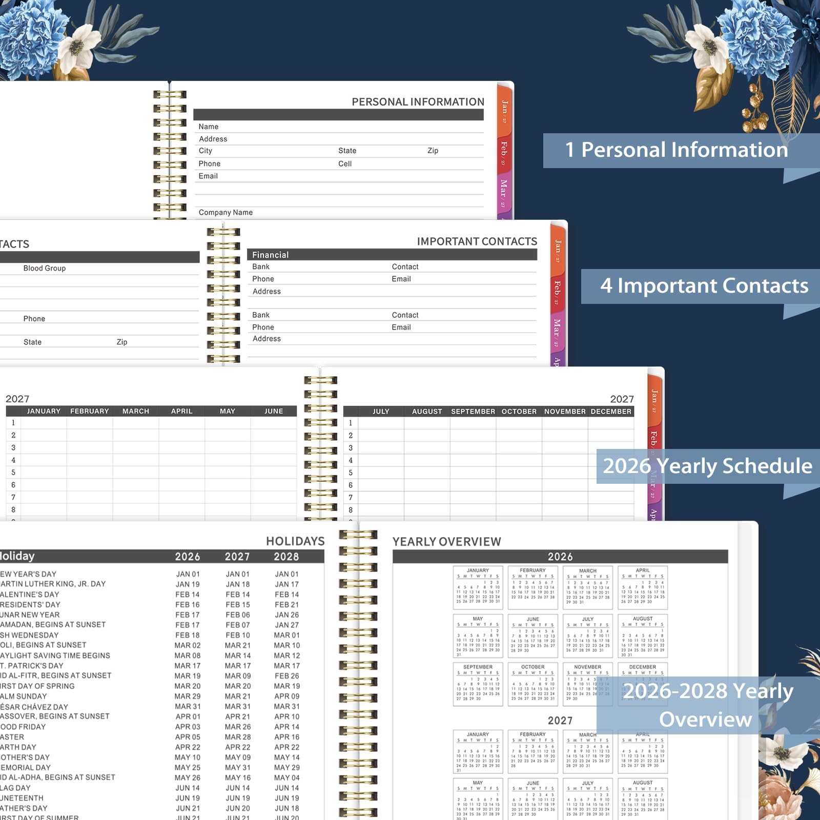 2026-2027 Monthly Planner 18 Month Calendar 9×11 Twin Wire Binding Notes Pages
