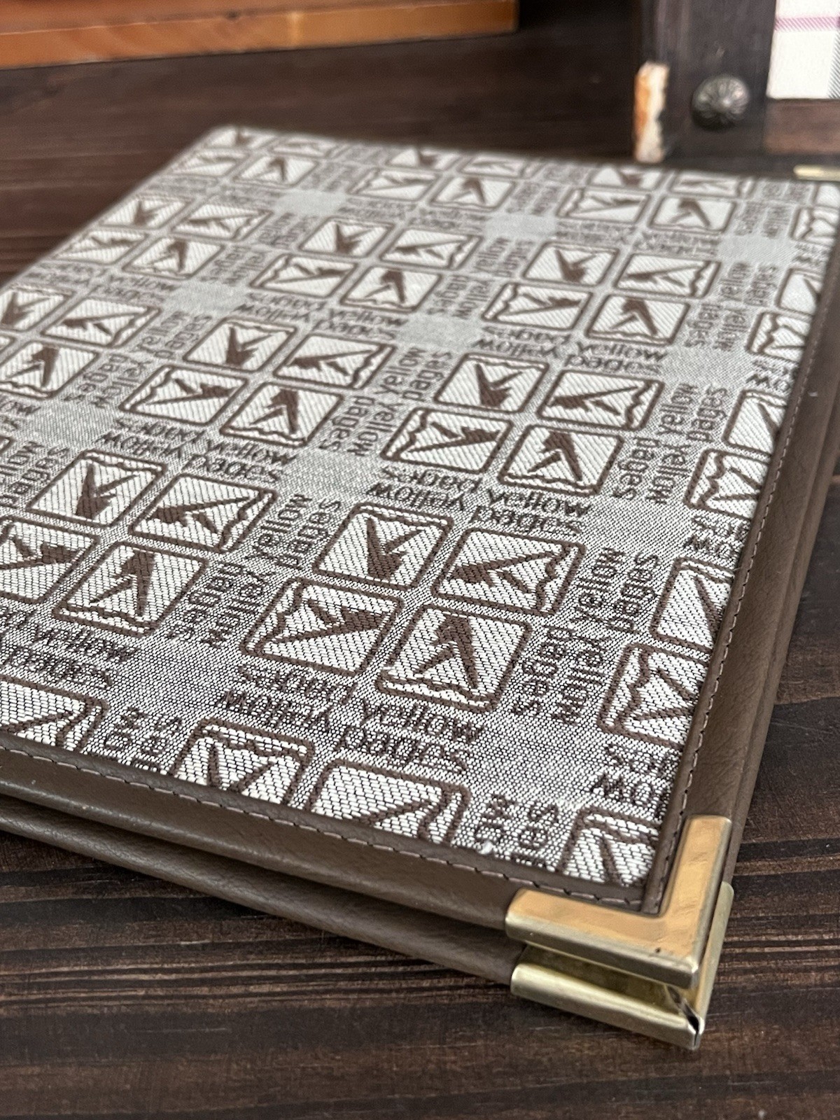 2! Vintage Yellow Pages Logo Weekly Planner Portfolio Canvas Fabric Brown Retro