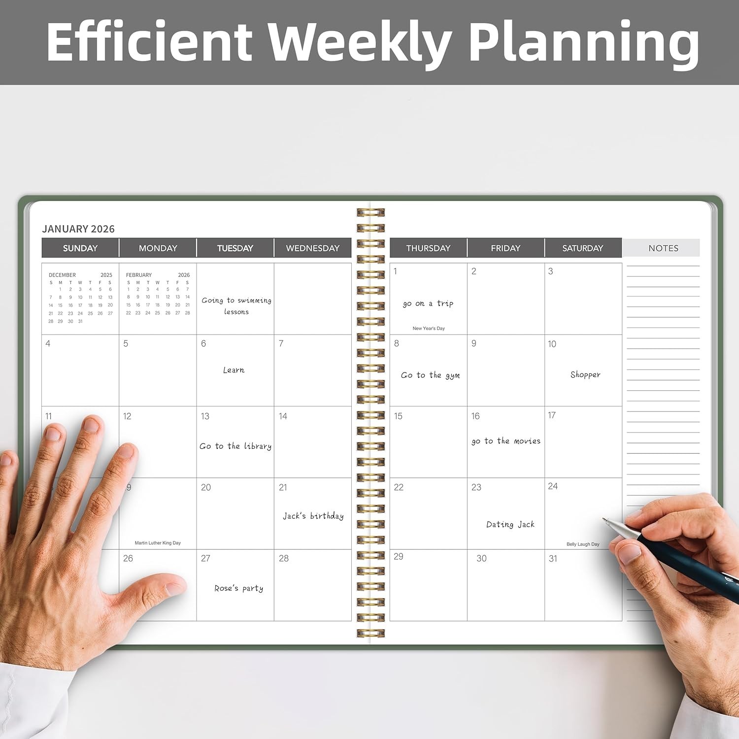 Monthly Planner 2026-2027 Water Resistant PVC Cover Spiral Bound Calendar for…
