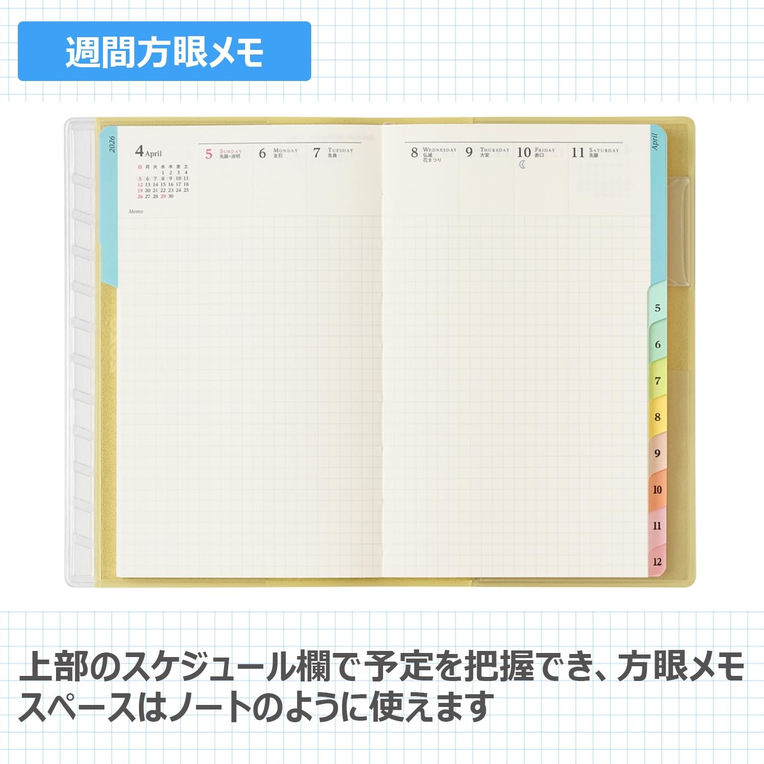 NOLTY Pagem Planner 2026 Weekly Grid Memo Pad, Lime Green, 2193