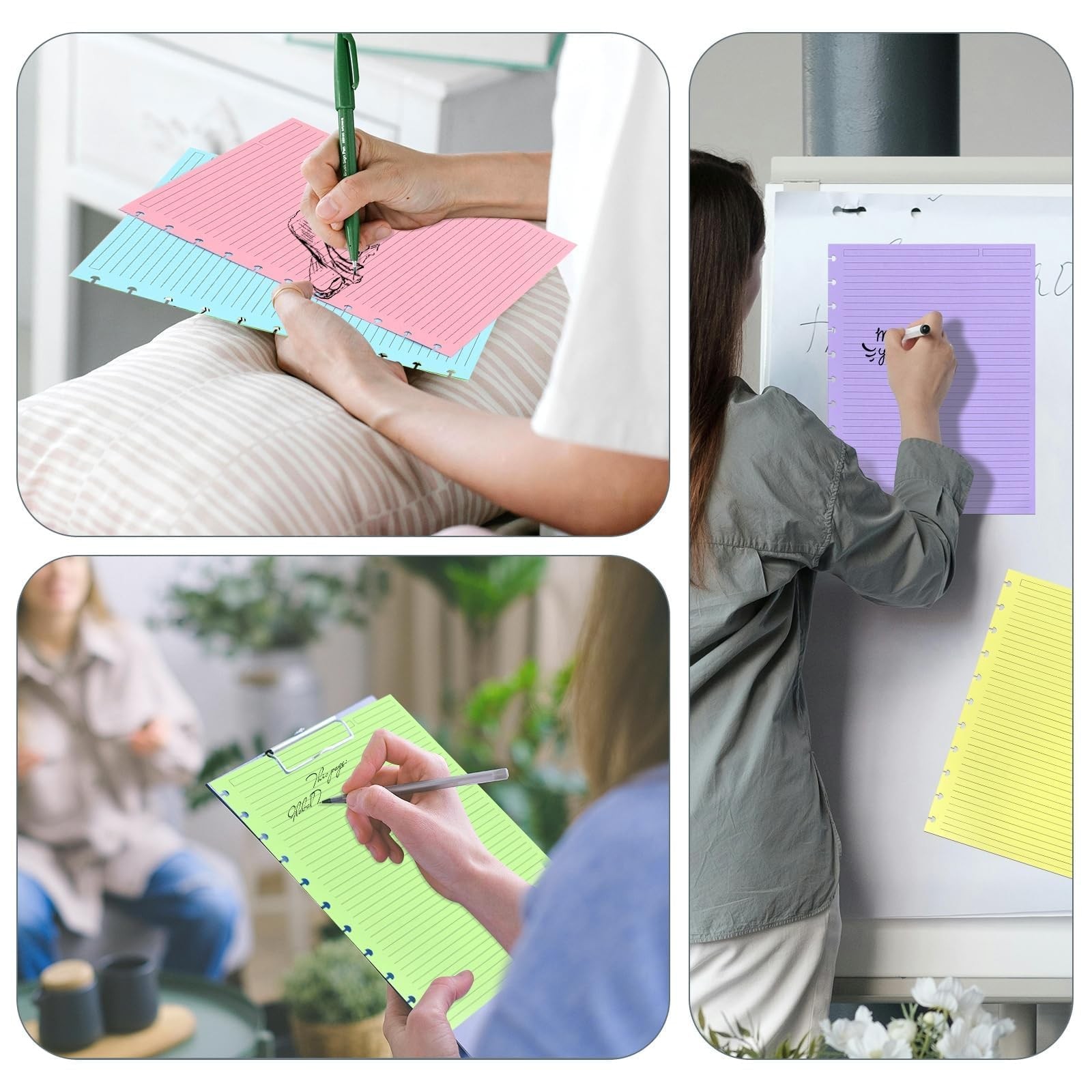 Discbound Refill Paper 120 Sheets, Letter Size, pink blue yellow green purple