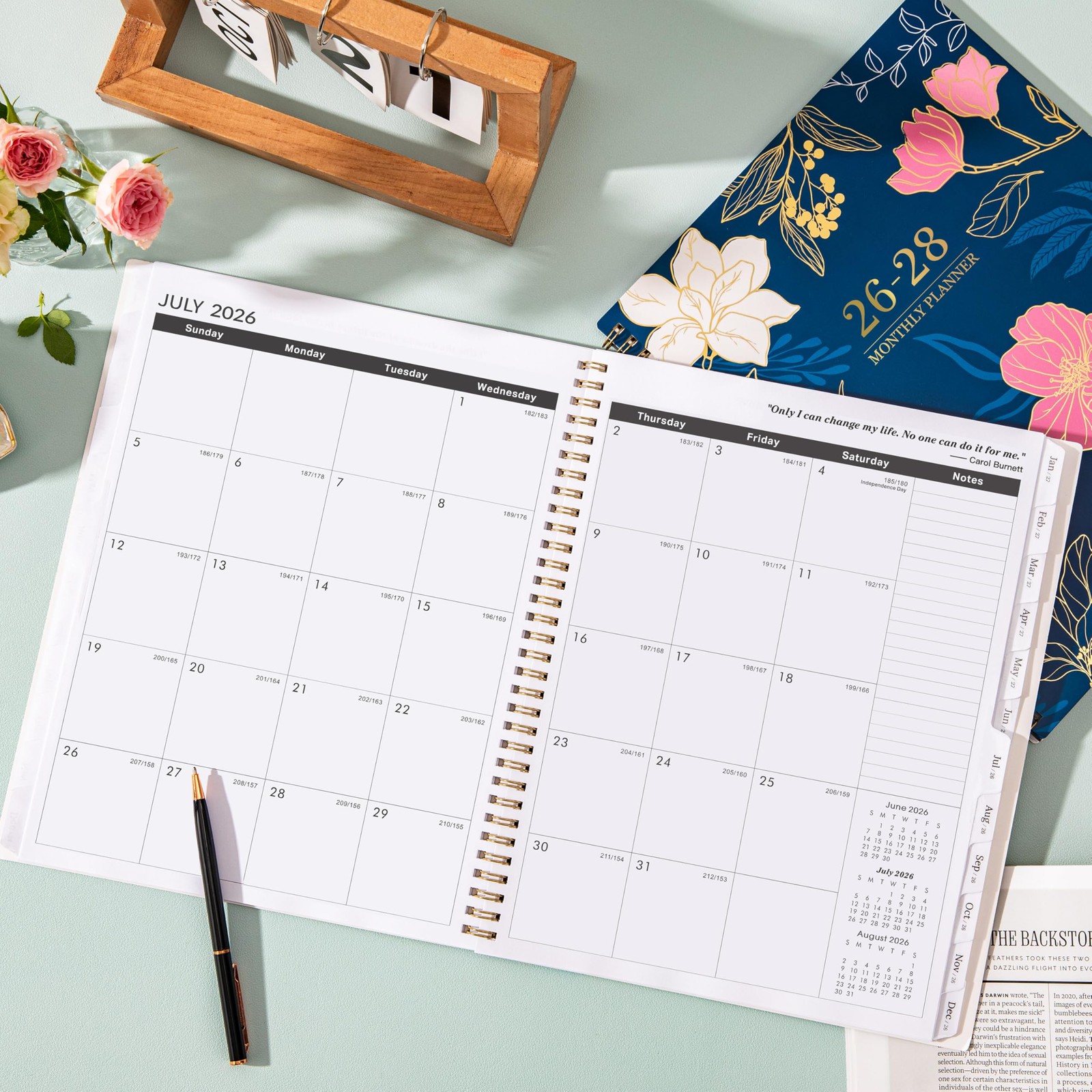 2025 to 2026 Monthly Planner Calendar 9×11 Inch with Tabs