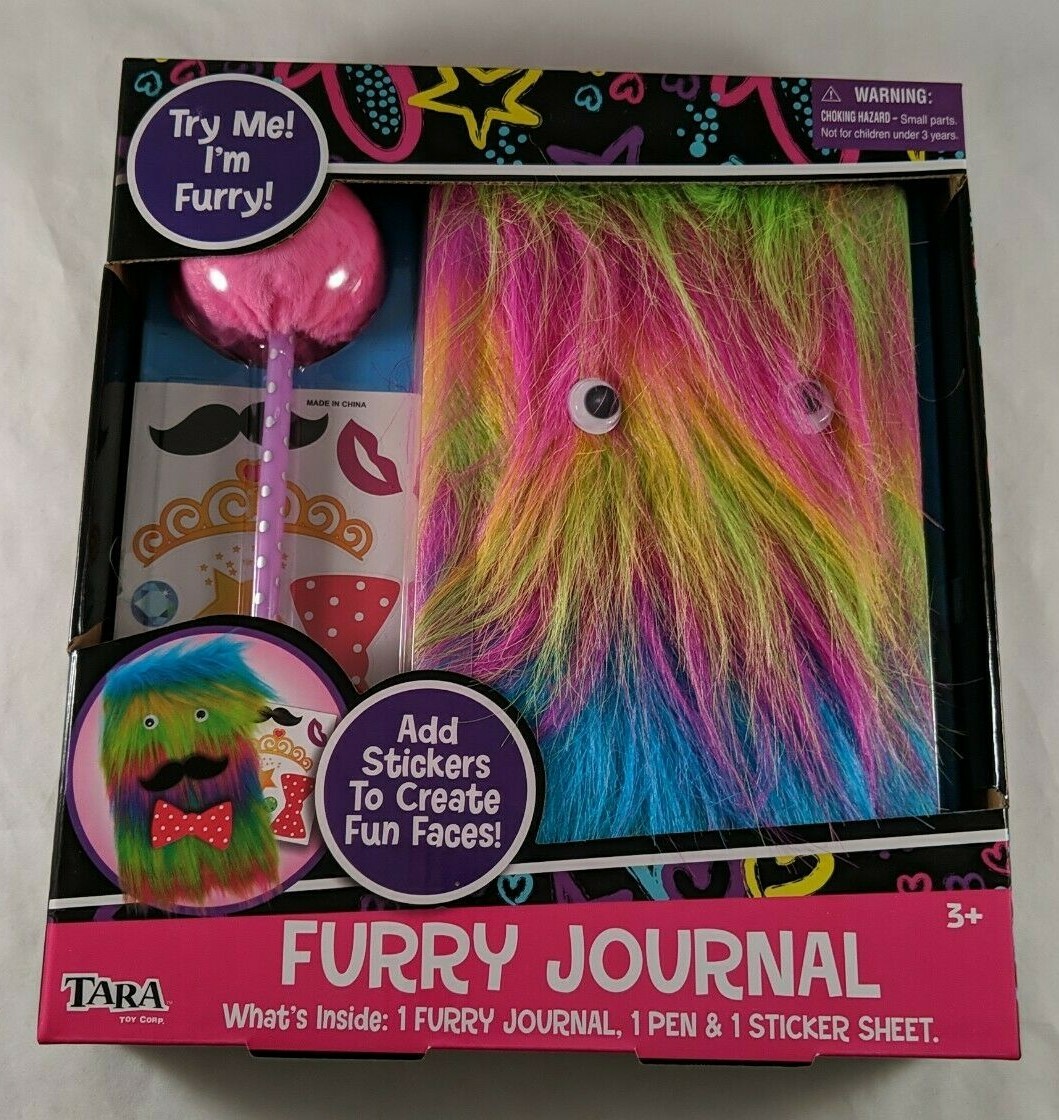 Tara Toy Journal Furry Notebook Girls Diary Pen Stickers Writing Multicolored