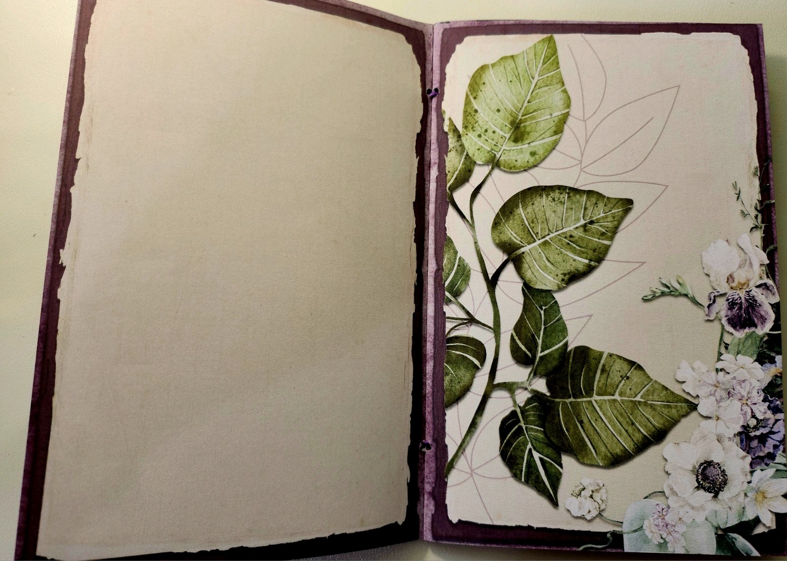 Junk Journal Blank Booklet “MOON GARDEN” Handmade Lg 8.5″x5.5″ 40pgs Lunar Phase
