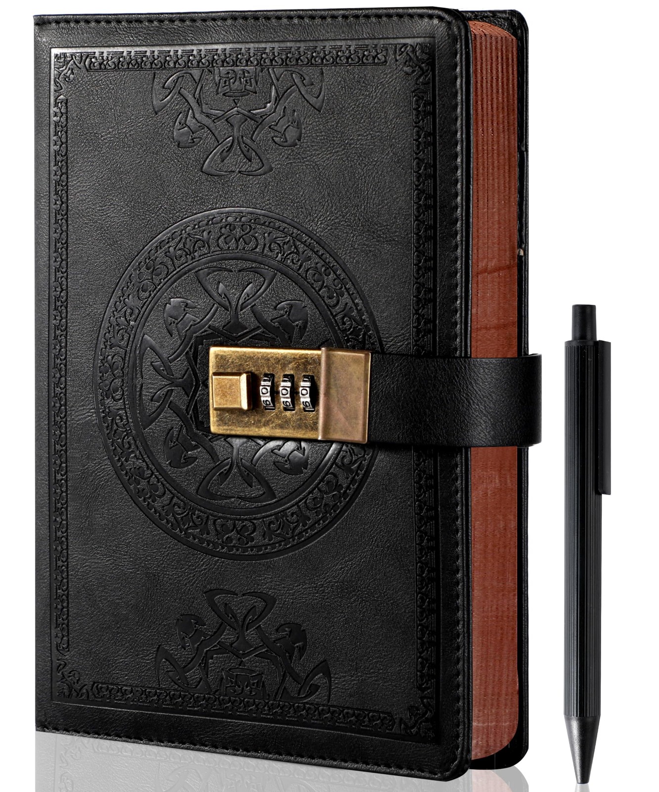 CAGIE Journal with Lock for Men and Women Refillable 290 Lined Pages Black