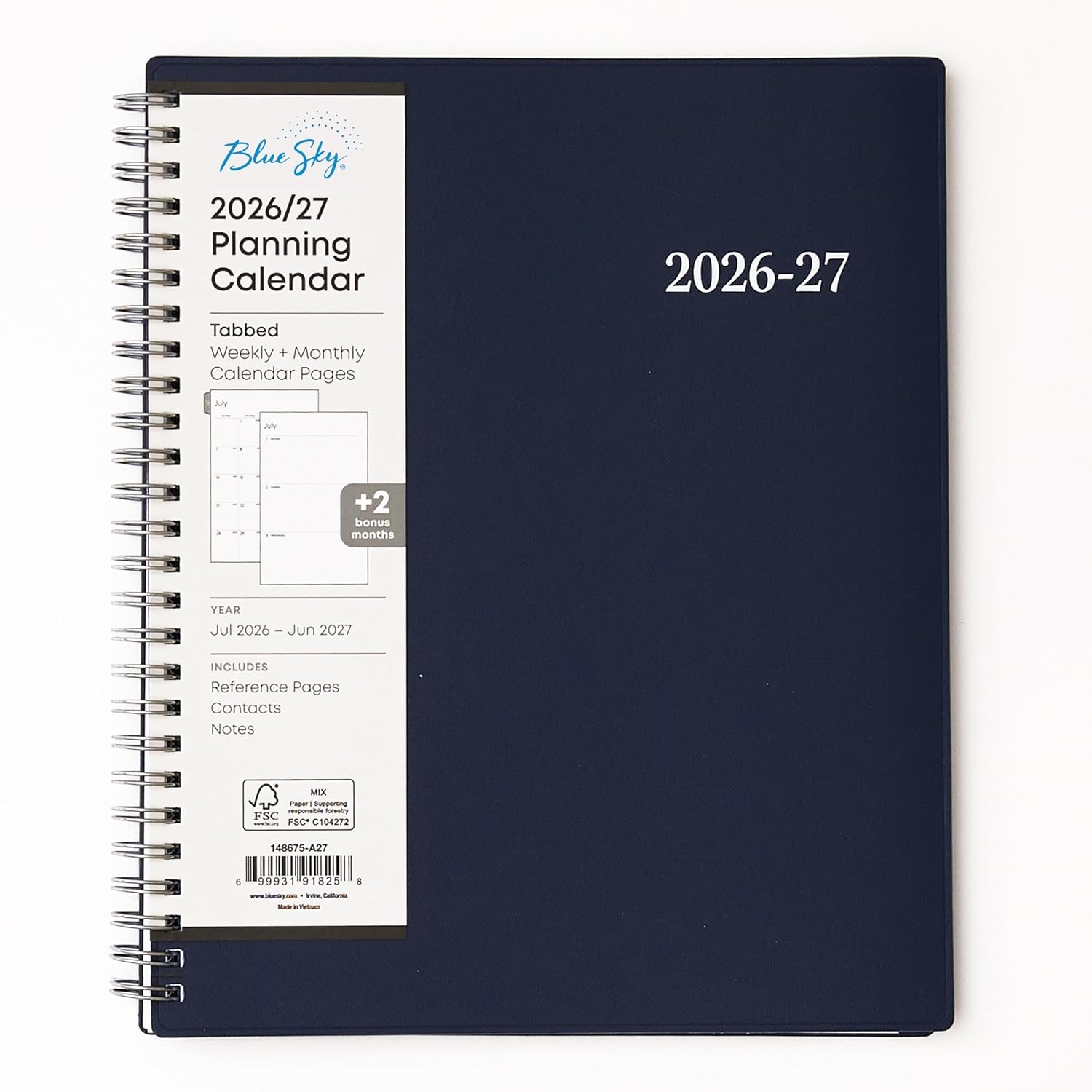 2027 Academic Planner Calendar Weekly Monthly Planner 7″ x 9″ Navy Blue