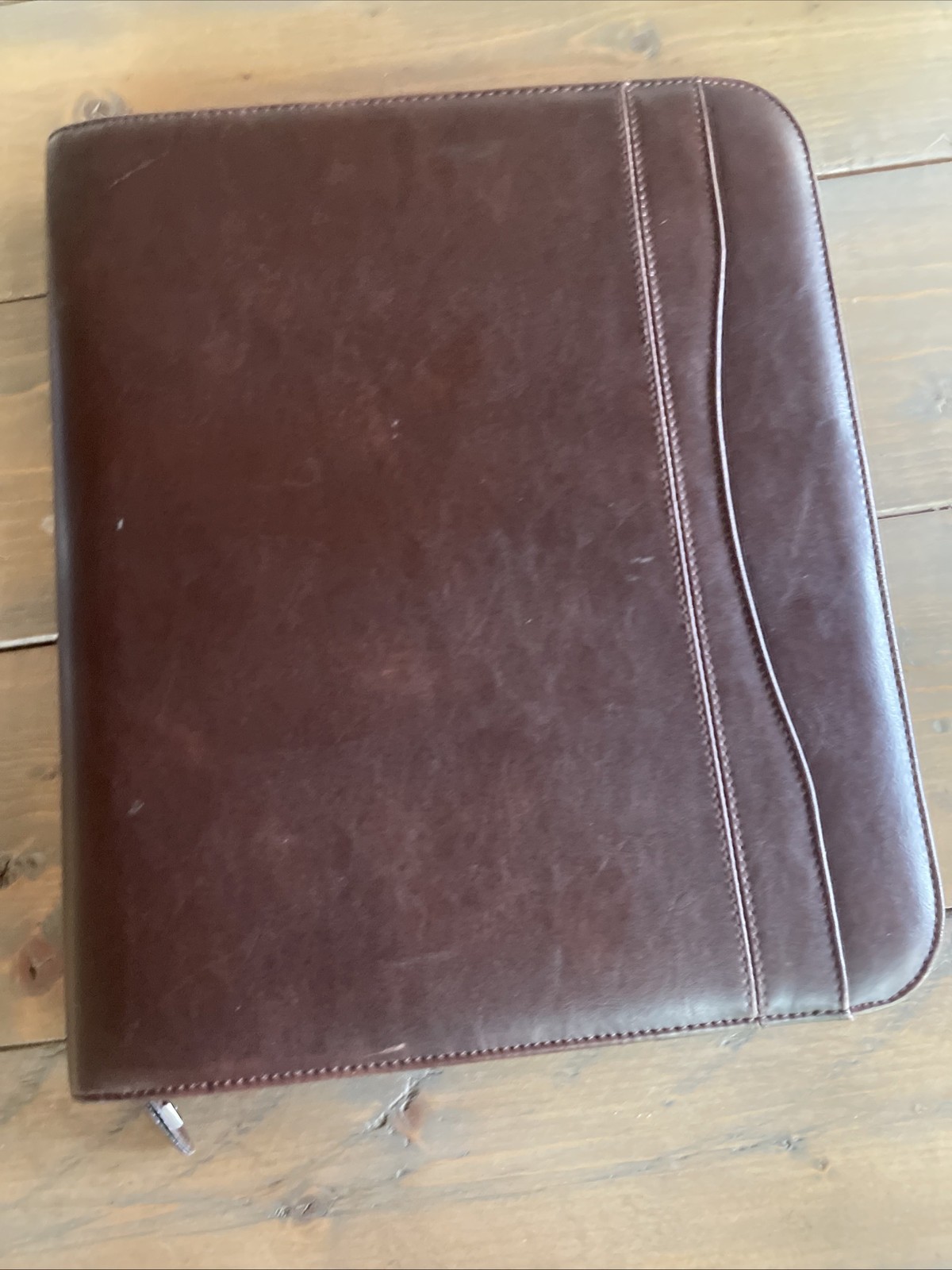 Day-Timer Distressed Leather Zippered Planner Cover, Brown, Folio 8 1/2 x 11