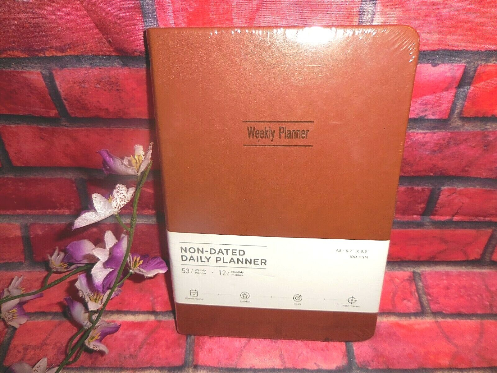 A5 ~ AHG ~ NON DATED DAILY PLANNER ~ BROWN 5.7″ X 8.5″ ~ 100 GSM MONTHLY GOALS
