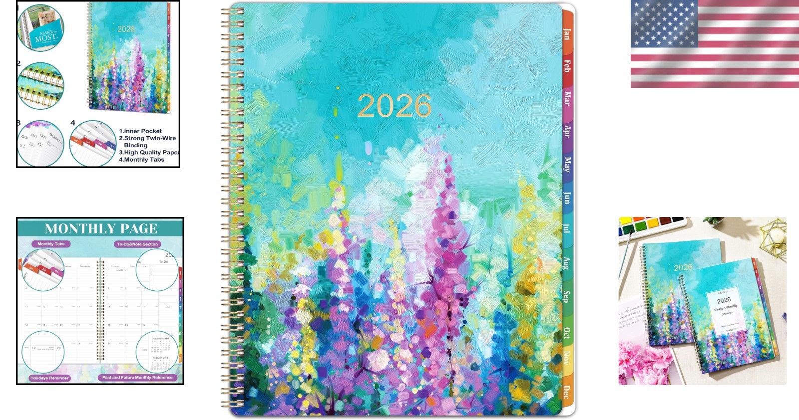 Stylish 2026 Planner with Inner Pocket & Holiday Reminders – Ultimate Organizer