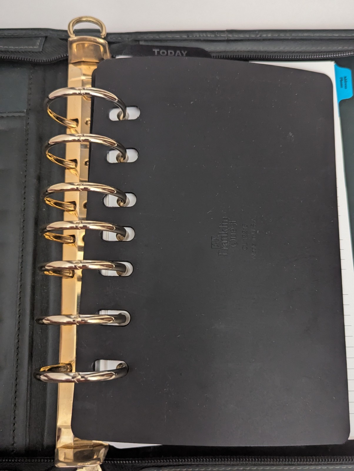 Franklin Quest Woven Planner Grain Leather Zip Around 7 Ring Binder 10.75 x 8.75