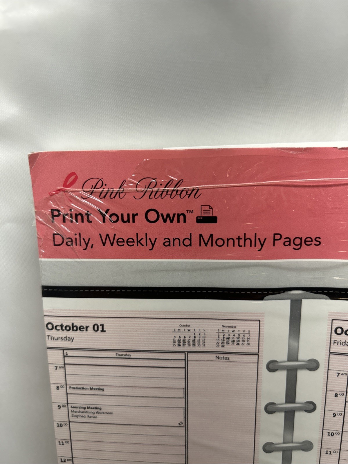 Day-Timer Pink Ribbon PrintYourOwn #14260 Daily Weekly Monthly Pages 5.5″x8.5″