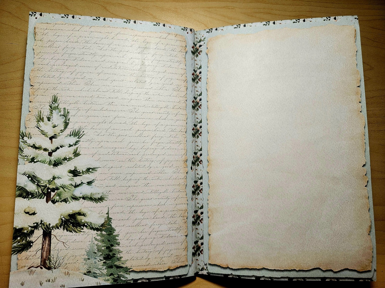 Junk Journal Blank Booklet “WINTER WONDER” Handmade Wildlife Lg 8.5″x5.5″ 40pgs