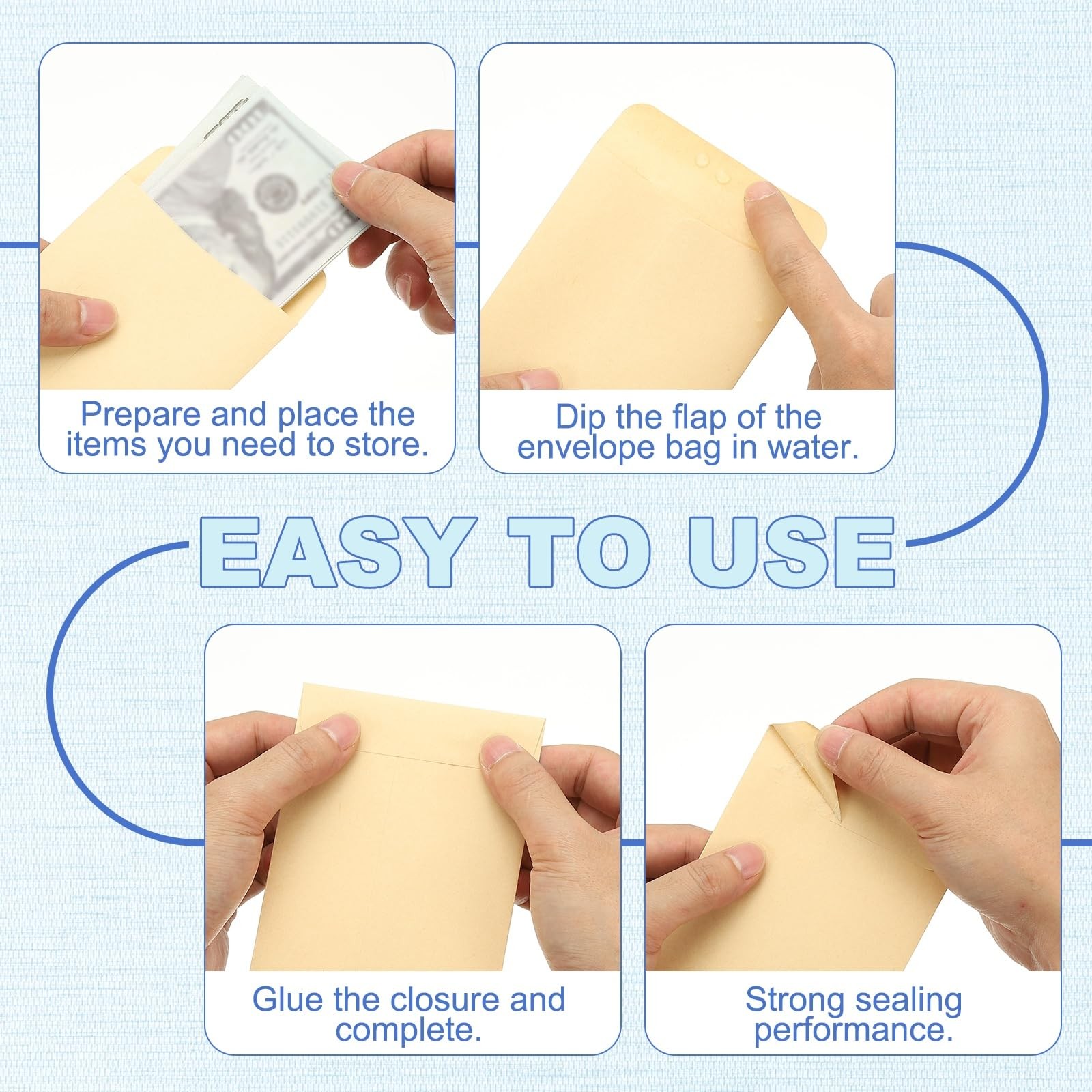 Money Envelope, 100 Pack 6.5″ x 3.5″ Cash Envelopes Money Holder Bags Budgeti…