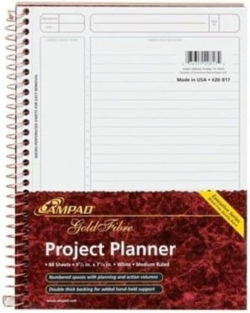 Gold Fibre Designer, Project Planner,Size 9-1/2 X 7-1/4, Asst Covers, 84 Sheets