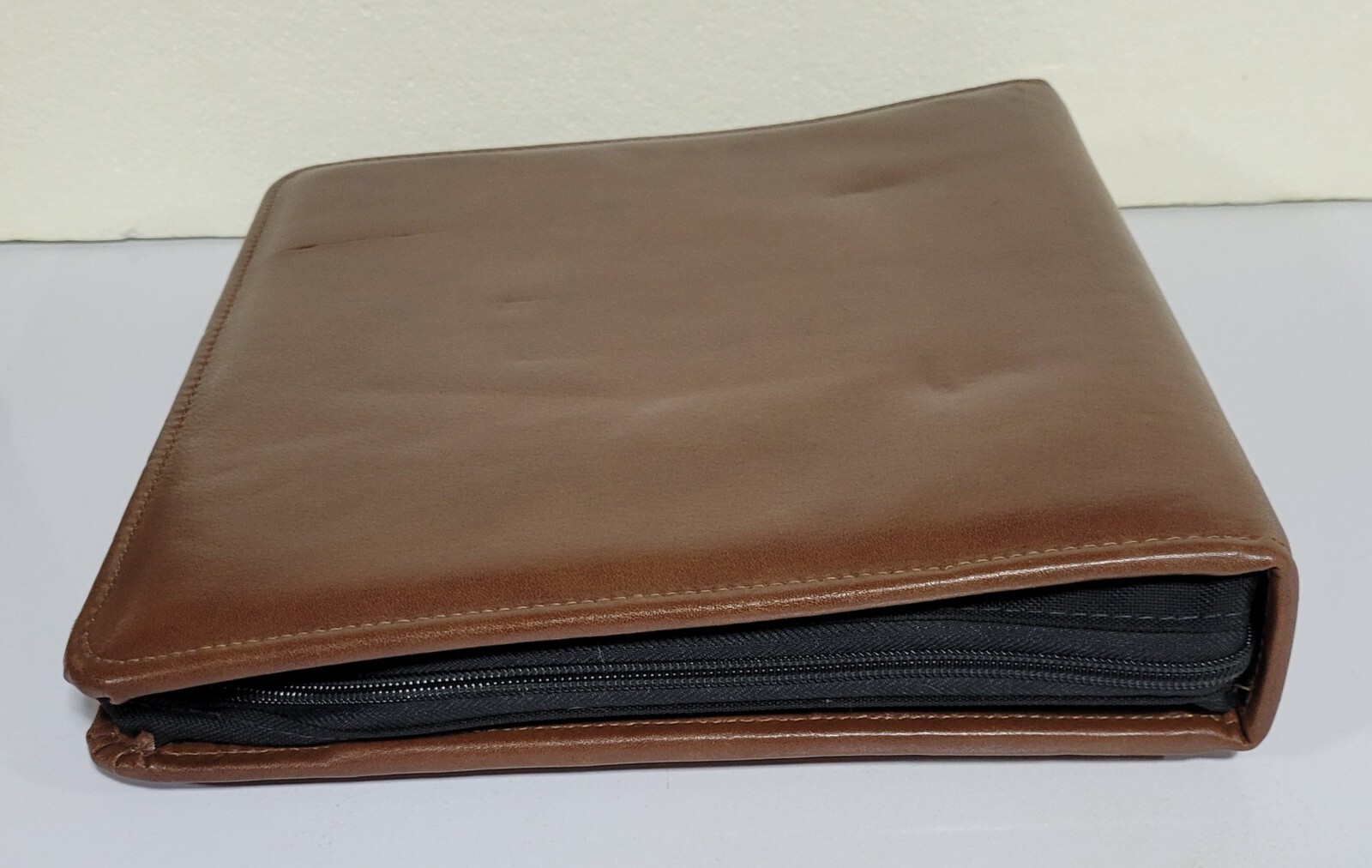 VTG Koloman Handler Brown Leather 7 Ring Binder Zip Close Franklin Quest Inserts