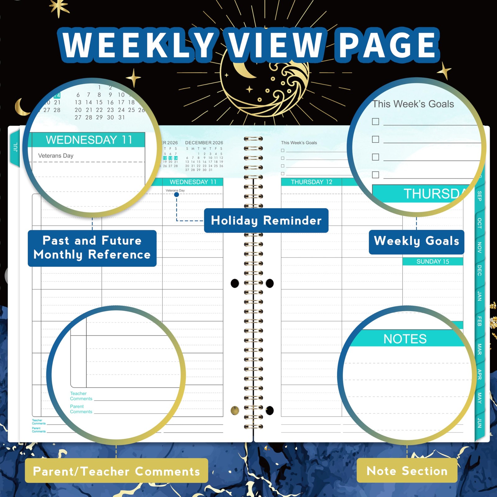 Student Planner 2026-2027 – School from Jul 9″ x 11″, Black