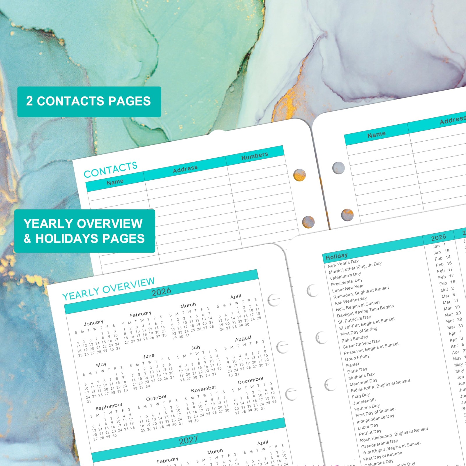 2026 Planner Refills – 2026, JAN 2026 5.5 x 8.5 inches, green