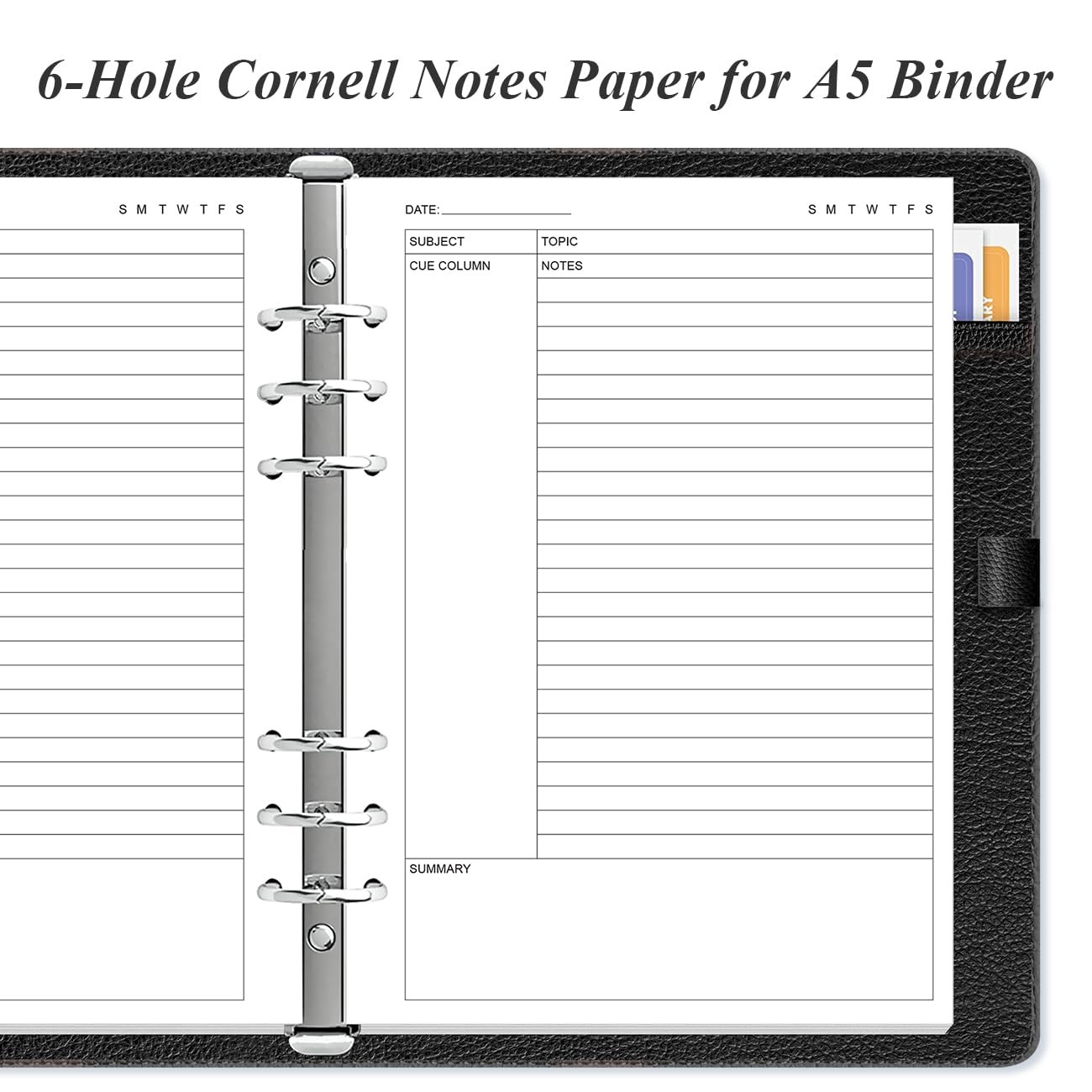 2 Pack Cornell Notes Filler Paper A5 Binder 6 Hole 100 Sheets 5.8×8.3 In