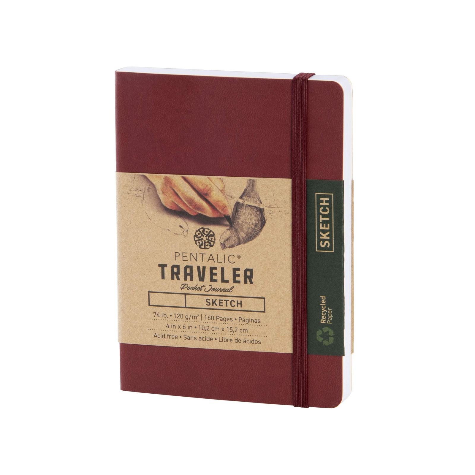 Pentalic 4″ x 6″ Pocket Sketchbook 4-inch x 6-inch, Burgundy, Burgundy