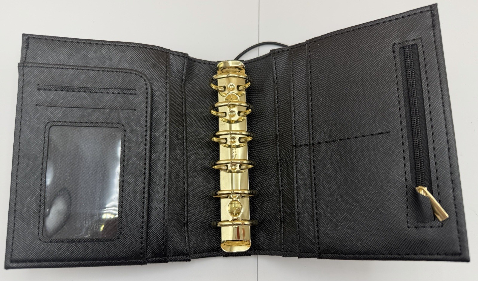 Print Pression Pocket Size Black Saffiano 6-Ring Binder Planner Organizer W/bag