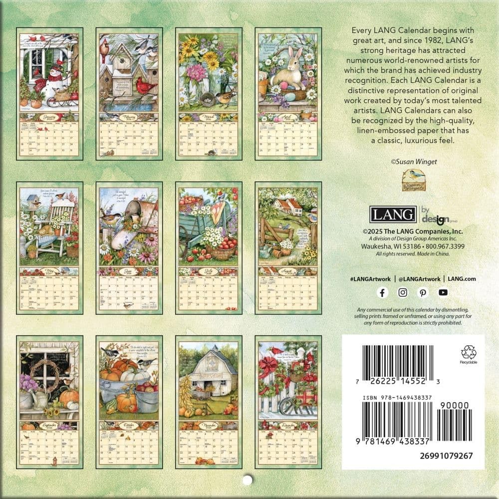 Lang, Bountiful Blessings 2026 Mini Wall Calendar, 7” X 7″W x 0.2″H, 2026