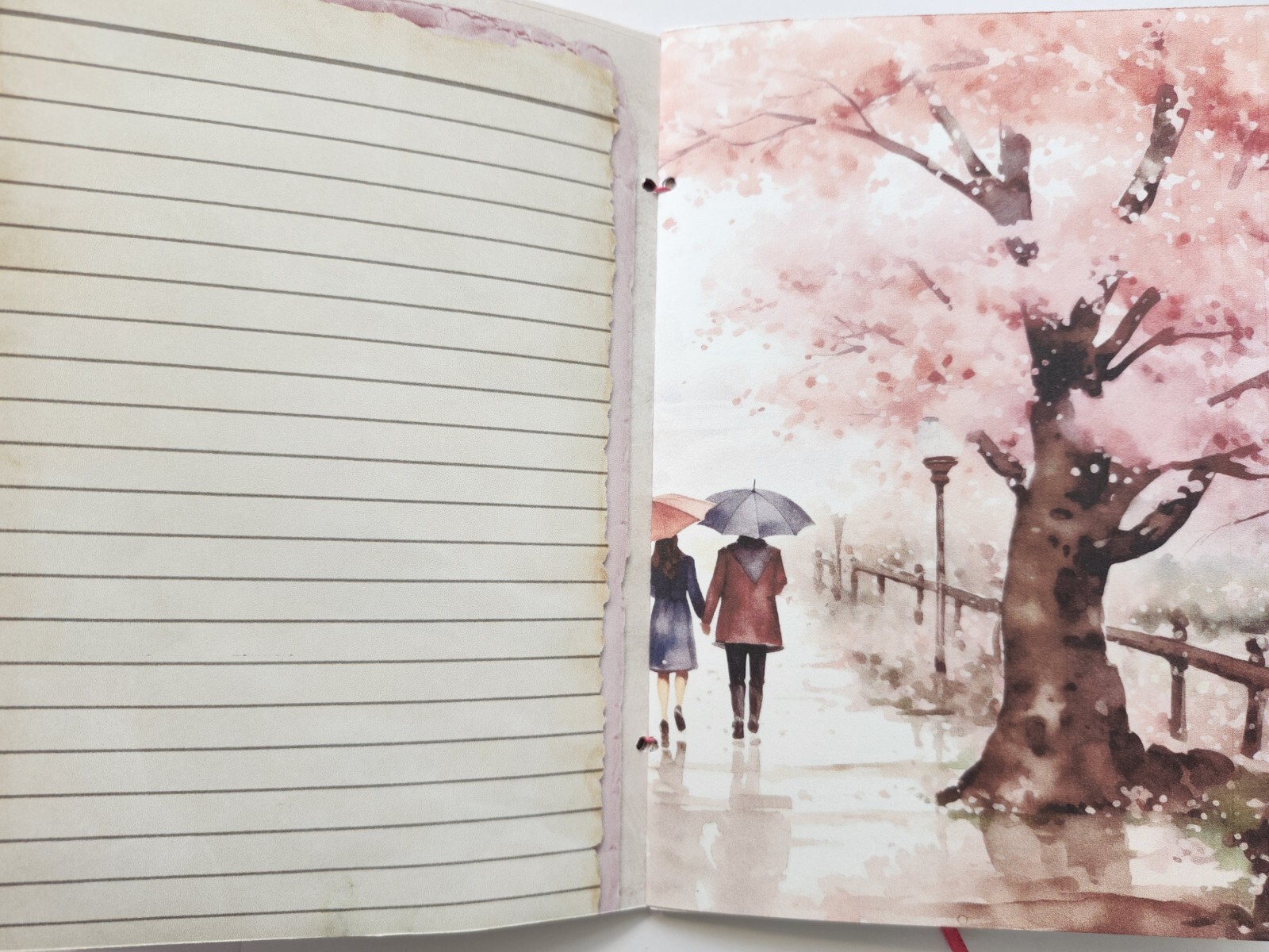 Junk Journal Blank Booklet “JAPANESE CHERRY BLOSSOMS” Handmade LG 8.5″x5.5″ 40pg