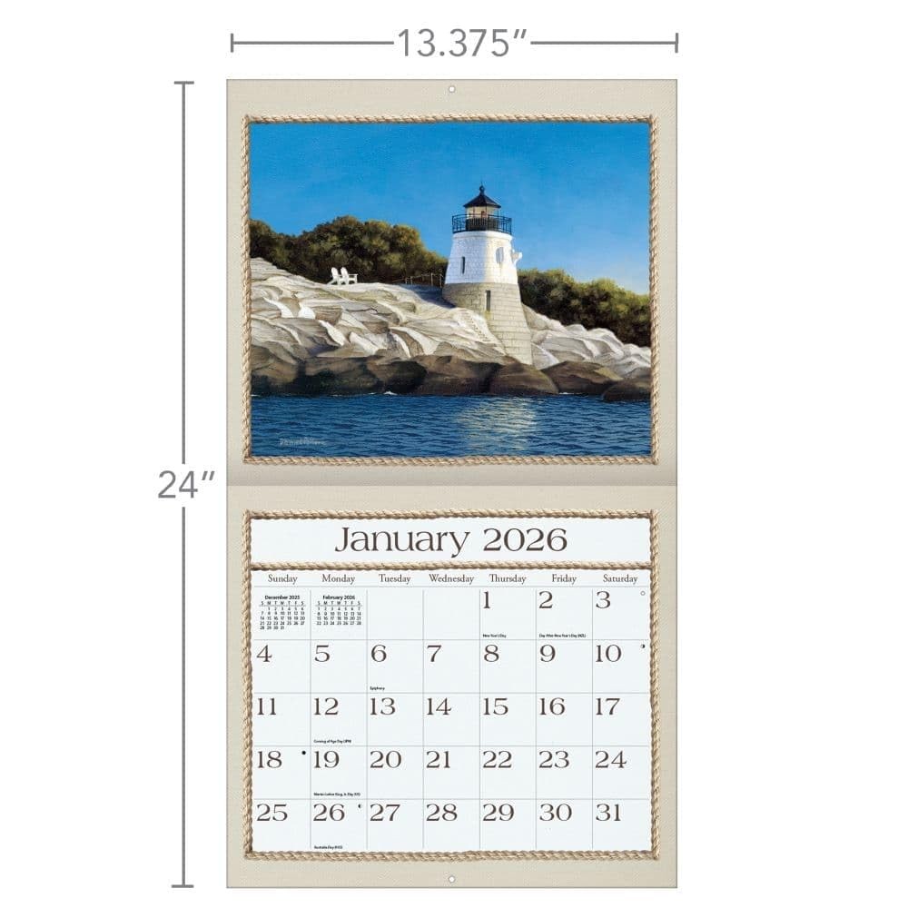 Lang Seaside 2026 Wall Calendar – 12-Month with 12.5″W x 0.2″H, 2026