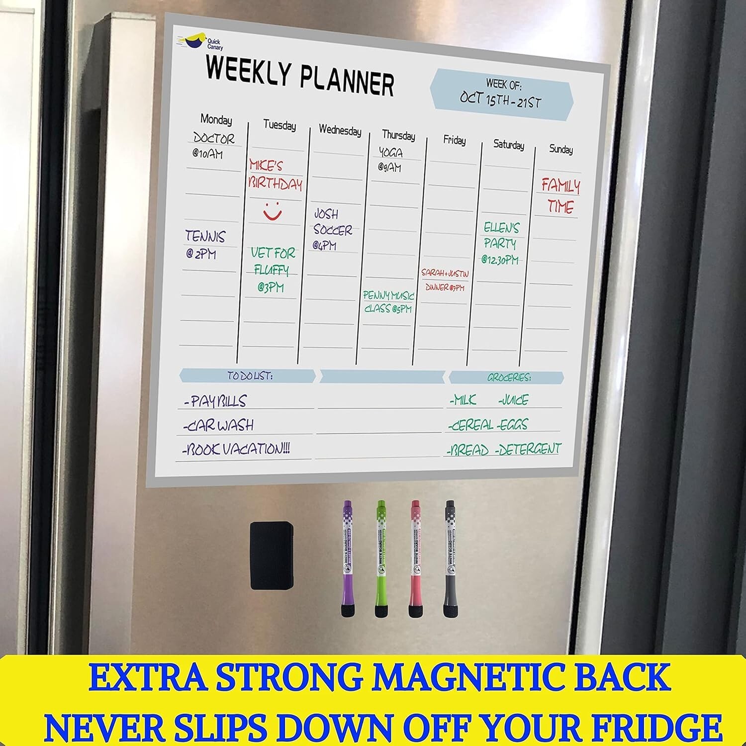 Large Magnetic Dry Erase Board Calendar – 2025 Weekly Planner for Busy Lives