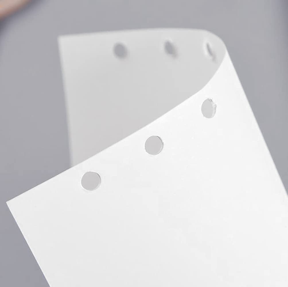 A6 Blank Refill Paper, 100 Sheets, 200 Pages, 6 Hole, 100gsm, 3.75×6.75 inch