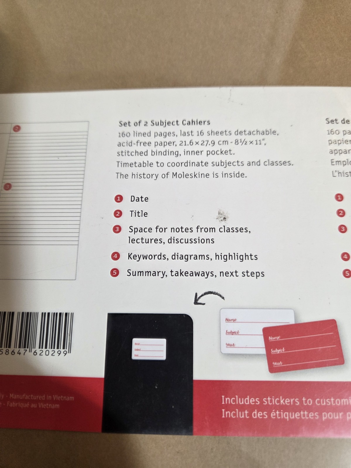 2 PACK Moleskine Subject Cahiers, Soft Cover 8-1/2″ x 11″ Black/Kraft Brown