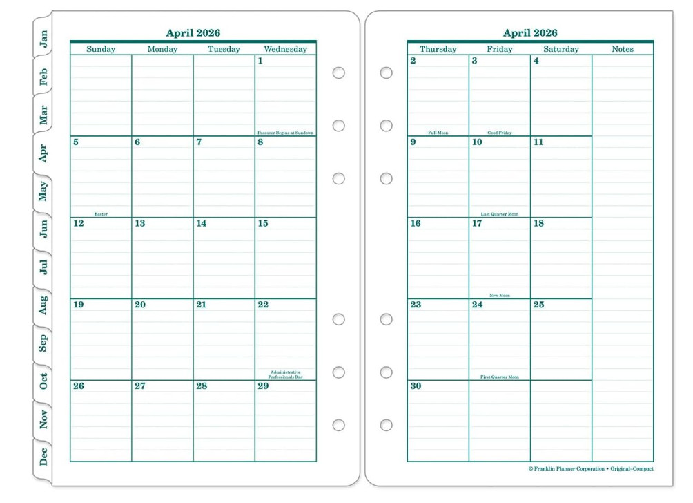 Two Page Per Day – Ring-Bound (Compact, Apr 2026 – Mar 2027)