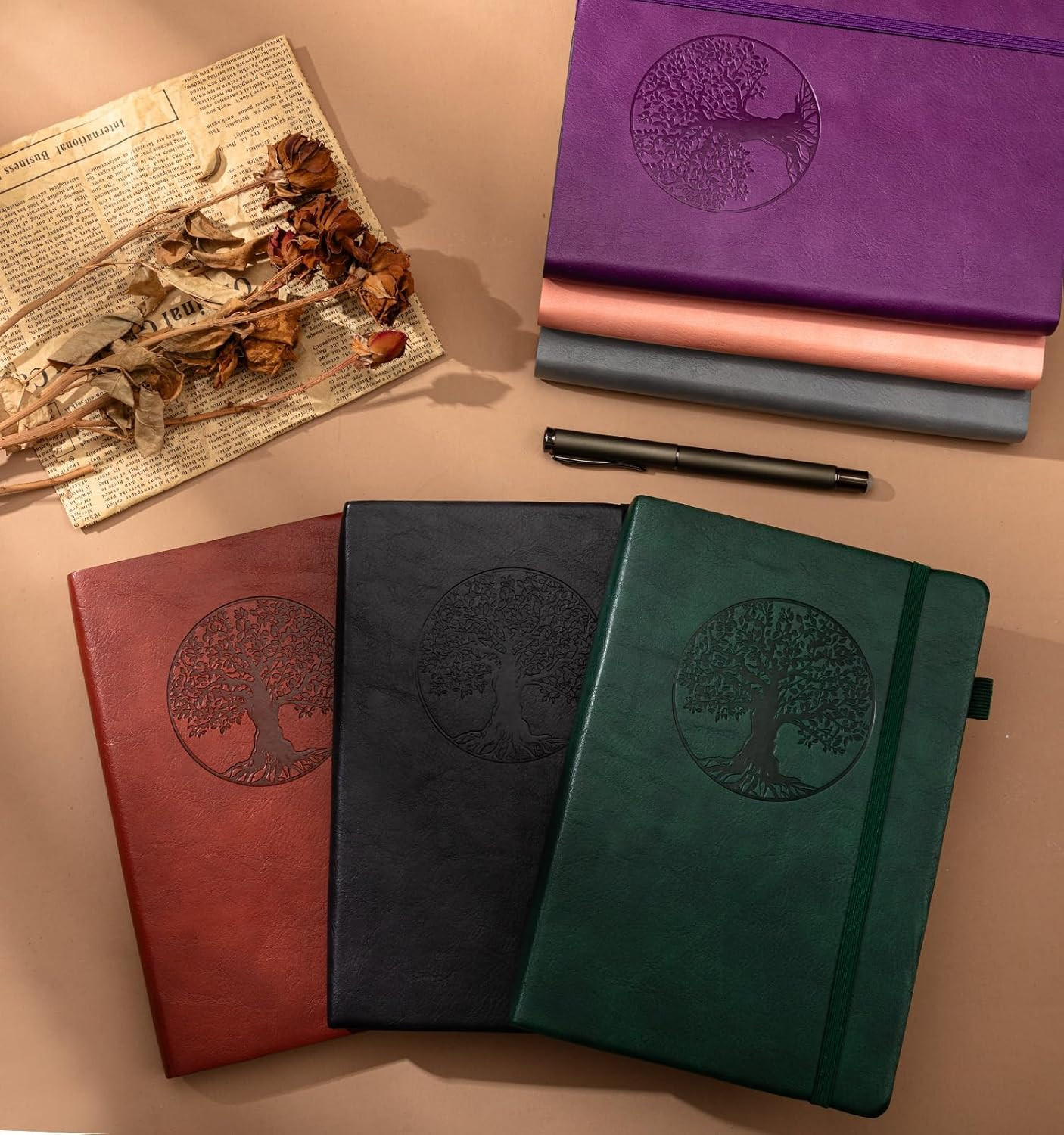 Lined Journal Notebook, A5 Leather Vintage Journals for Writing, 256 Pages Colle
