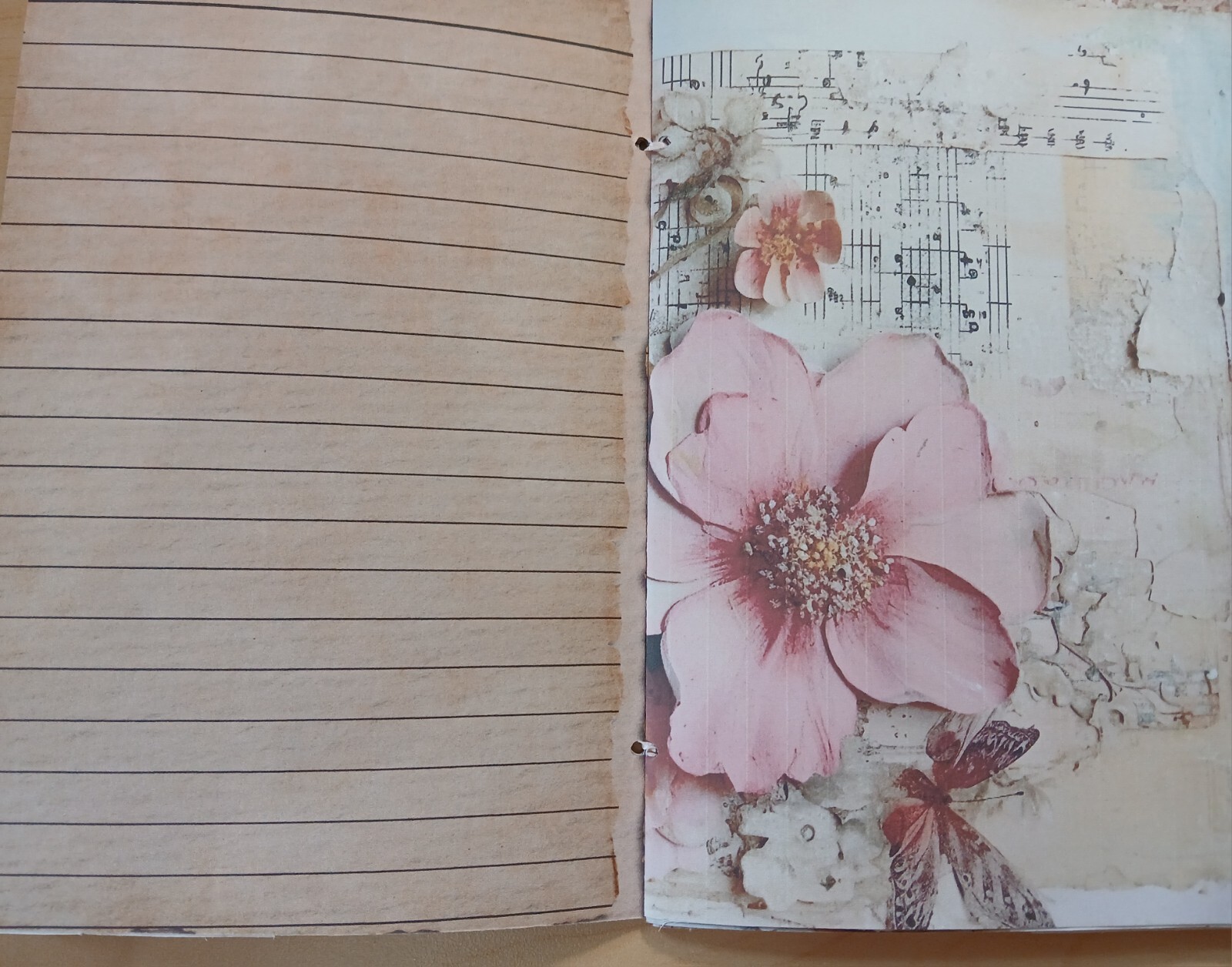 Junk Journal Booklet “3D FLOWERS 2″ Lg 6″x9” 40pg Dimensional Florals In Pink